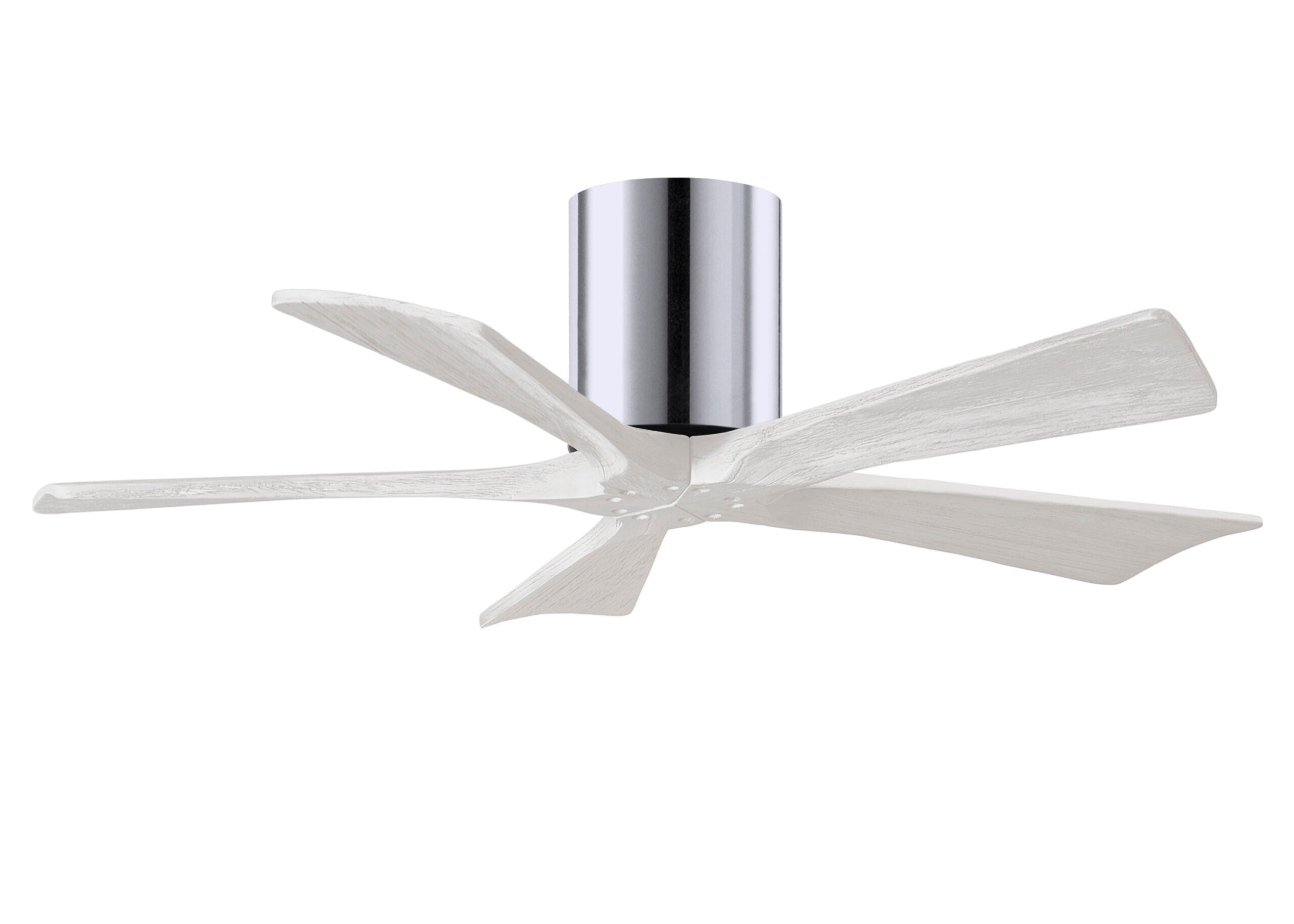 Matthews Fan Company Irene-5H 42" Flush Mounted Ceiling Fan Ceiling Hugger Fans Matthews Fan Company 42" Polished Chrome Matte White