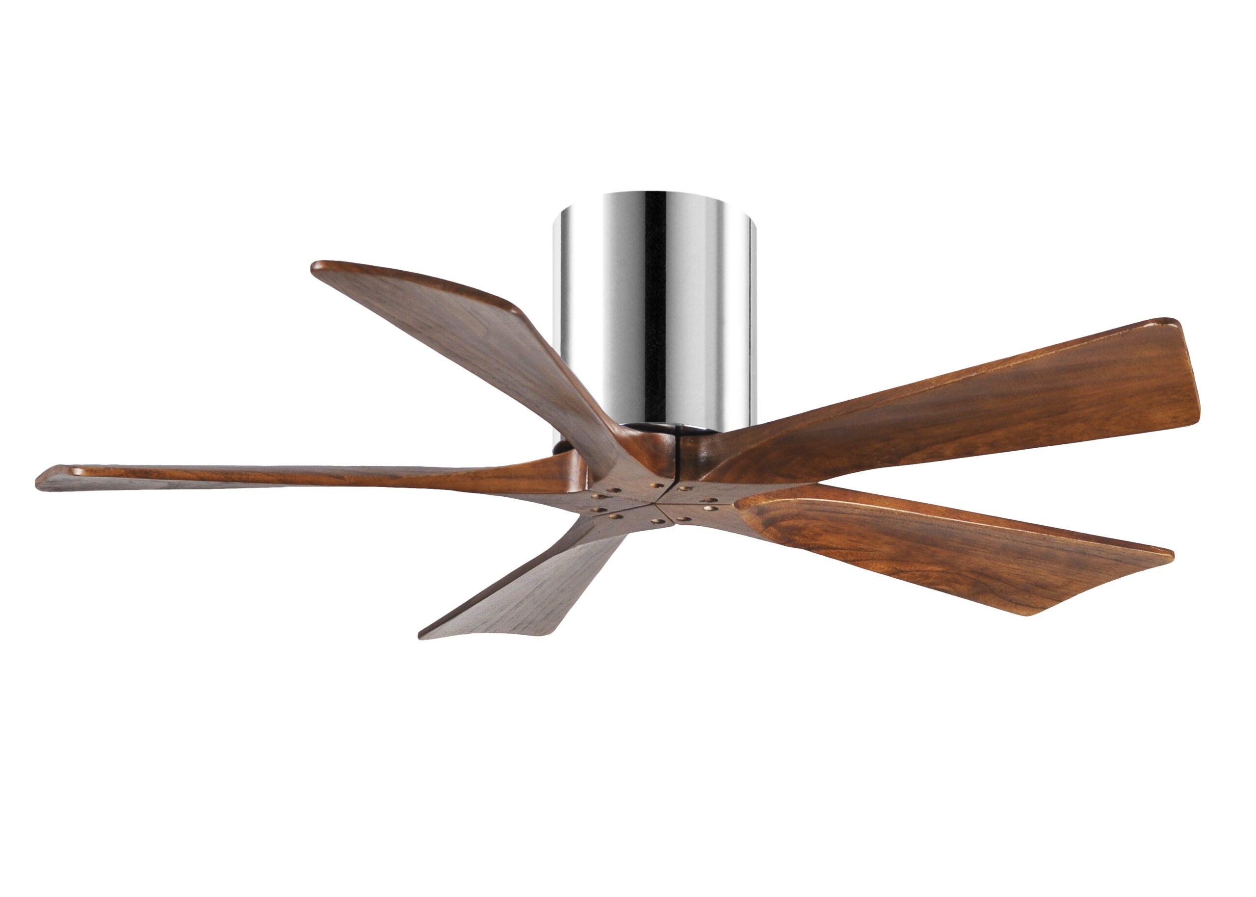 Matthews Fan Company Irene-5H 42" Flush Mounted Ceiling Fan Ceiling Hugger Fans Matthews Fan Company 42" Polished Chrome Walnut Tone