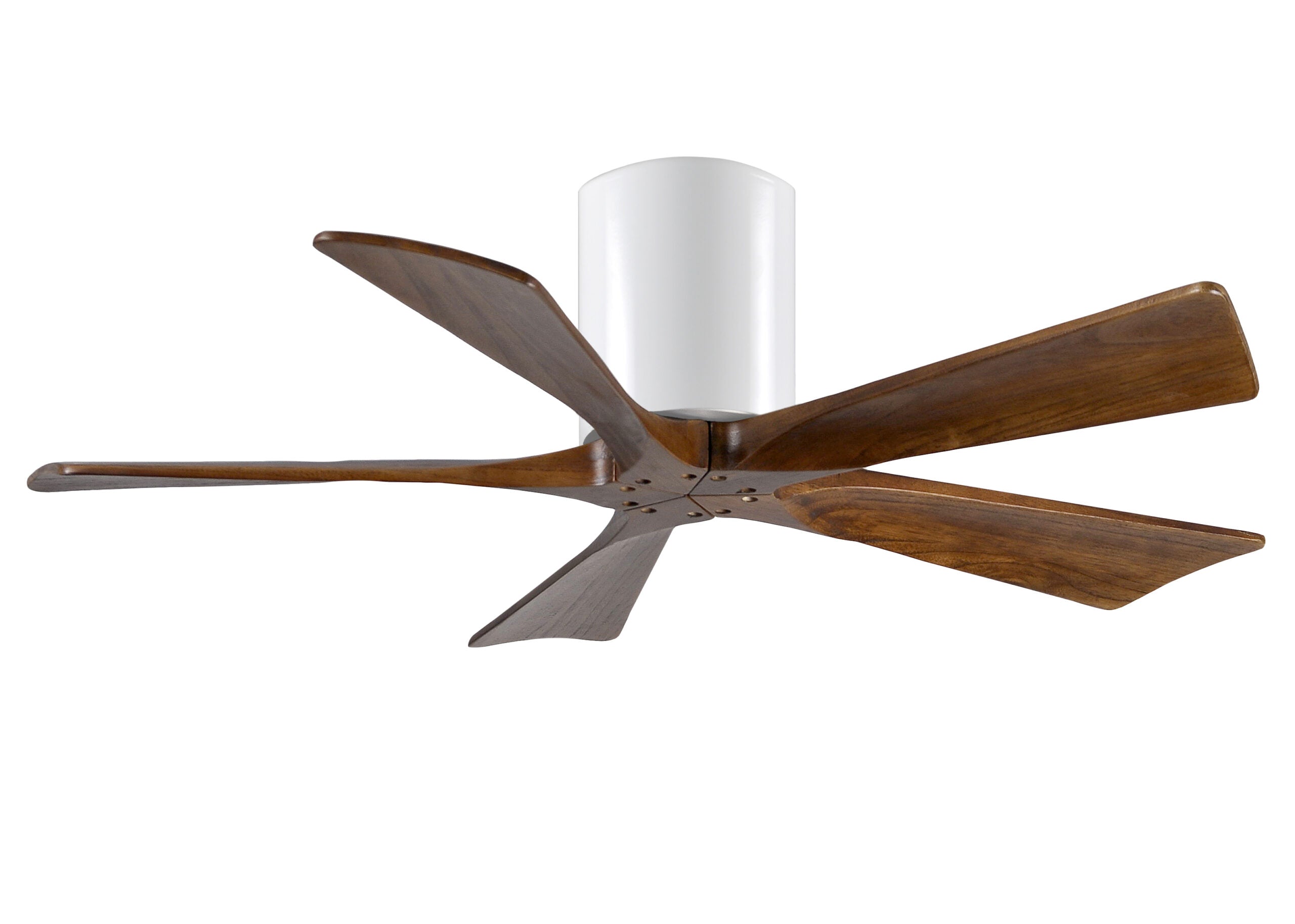 Matthews Fan Company Irene-5H 42" Flush Mounted Ceiling Fan Ceiling Hugger Fans Matthews Fan Company 42" Gloss White Walnut Tone