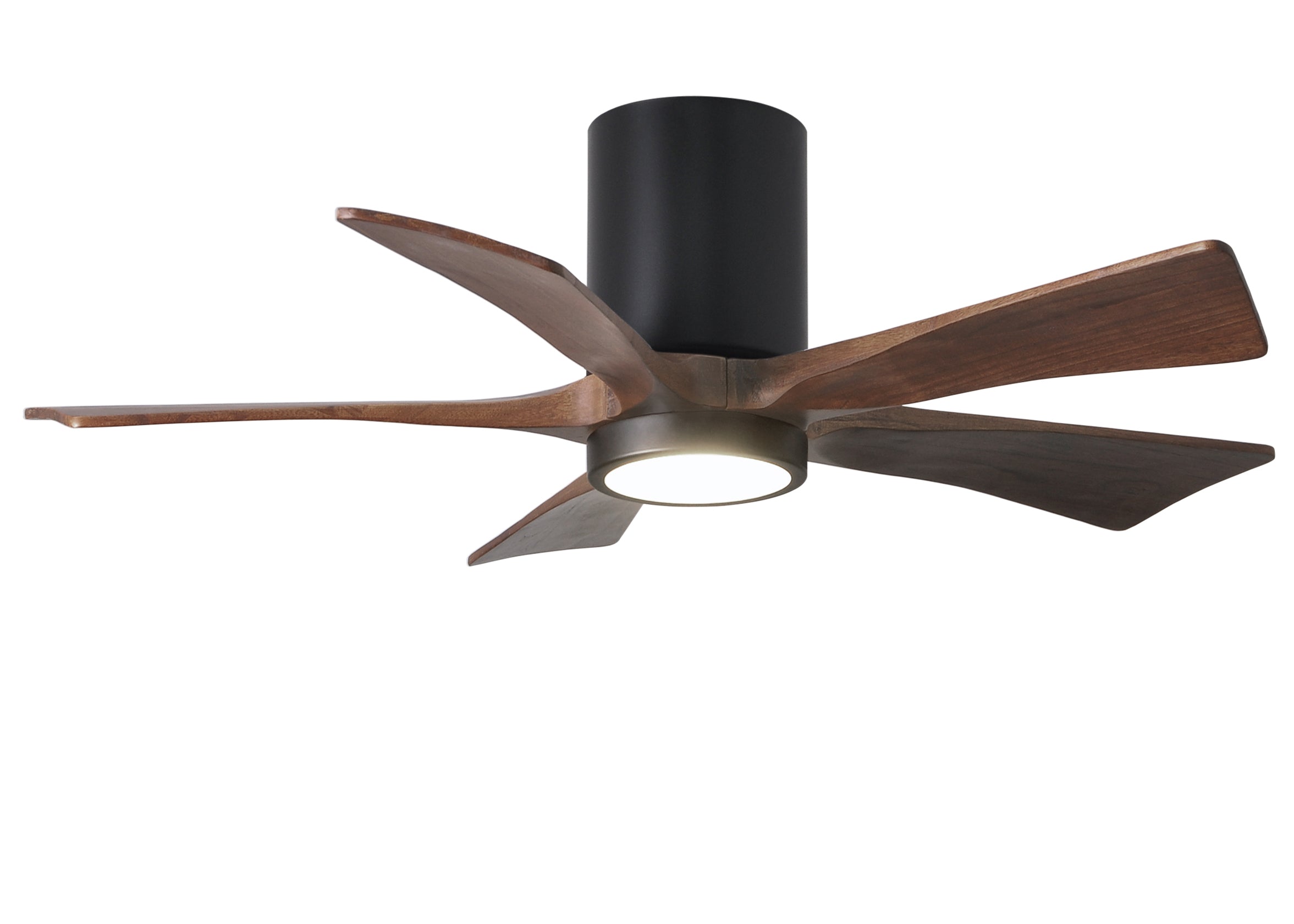 Matthews Fan Company Irene-5HLK 42" Flush Mounted Ceiling Fan with LED Light Kit Ceiling Hugger Fans Matthews Fan Company 42" Matte Black Walnut Tone