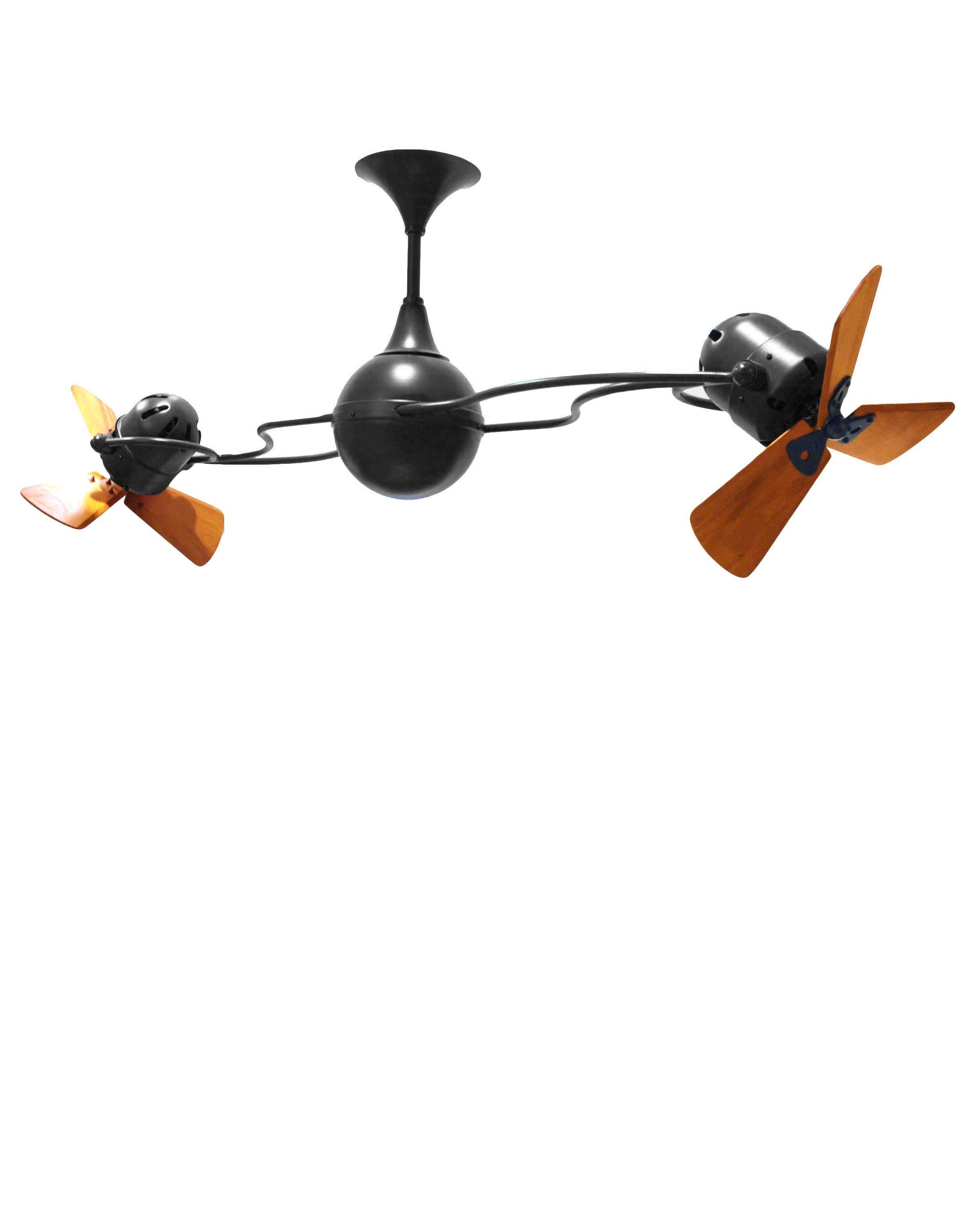 Matthews Fan Company Italo Ventania Rotational Fan IV Ceiling Fan Matthews Fan Company Matte Black Mahogany Exterior/Interior