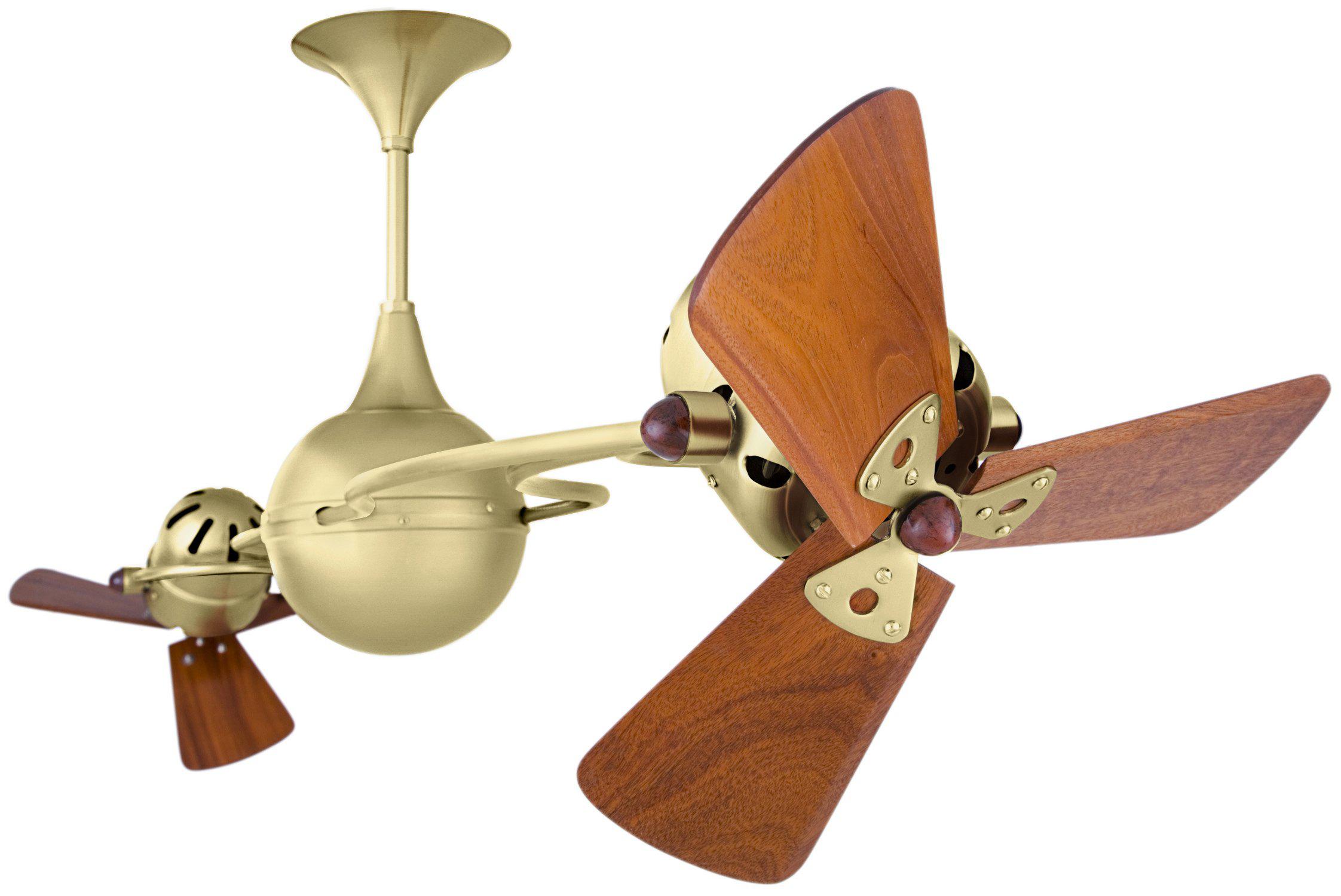 Matthews Fan Company Italo Ventania Rotational Fan IV Indoor Ceiling Fans Matthews Fan Company Brushed Brass Mahogany Exterior/Interior