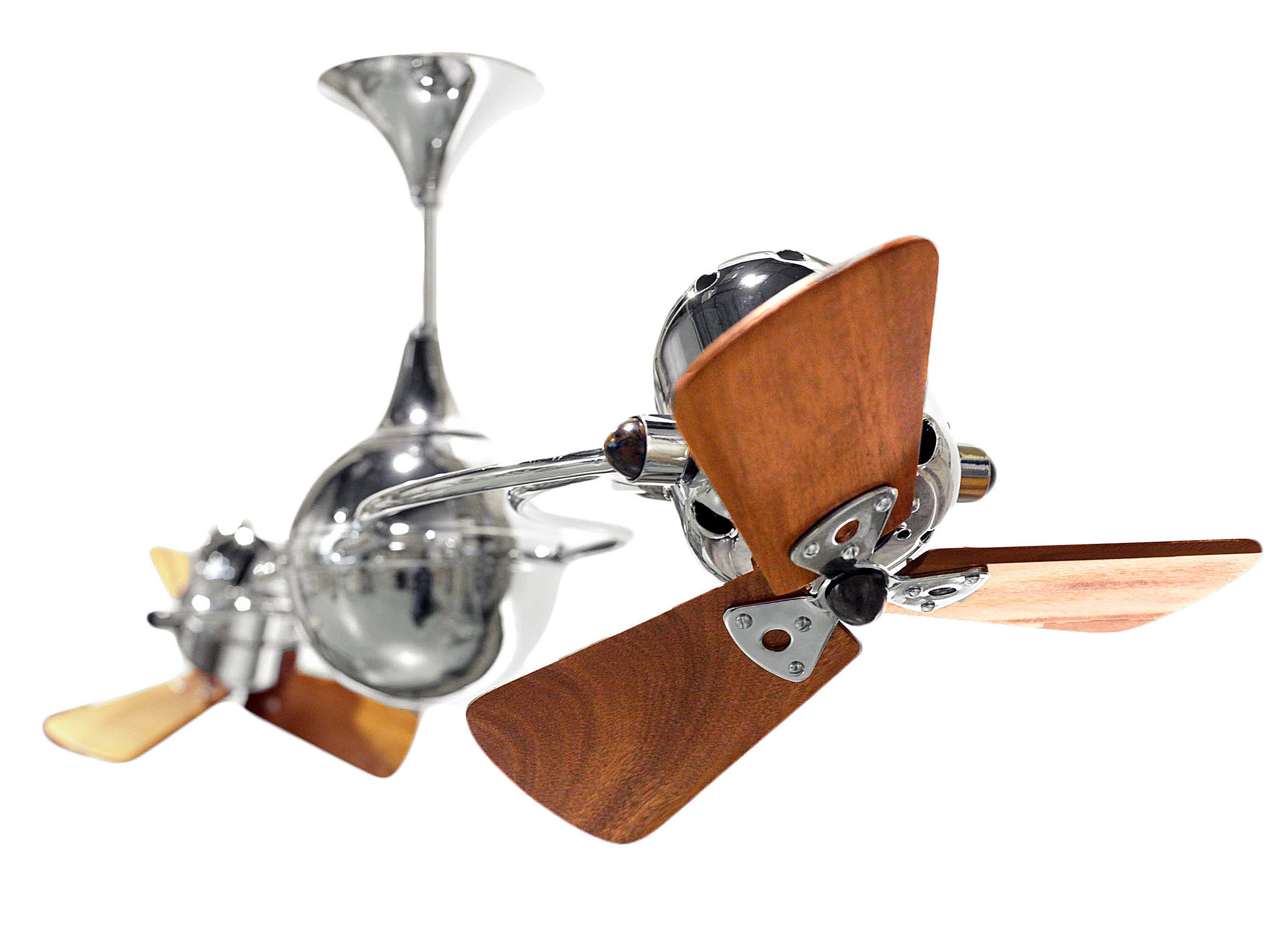 Matthews Fan Company Italo Ventania Rotational Fan Indoor Ceiling Fans Matthews Fan Company 62" Polished Chrome Mahogany