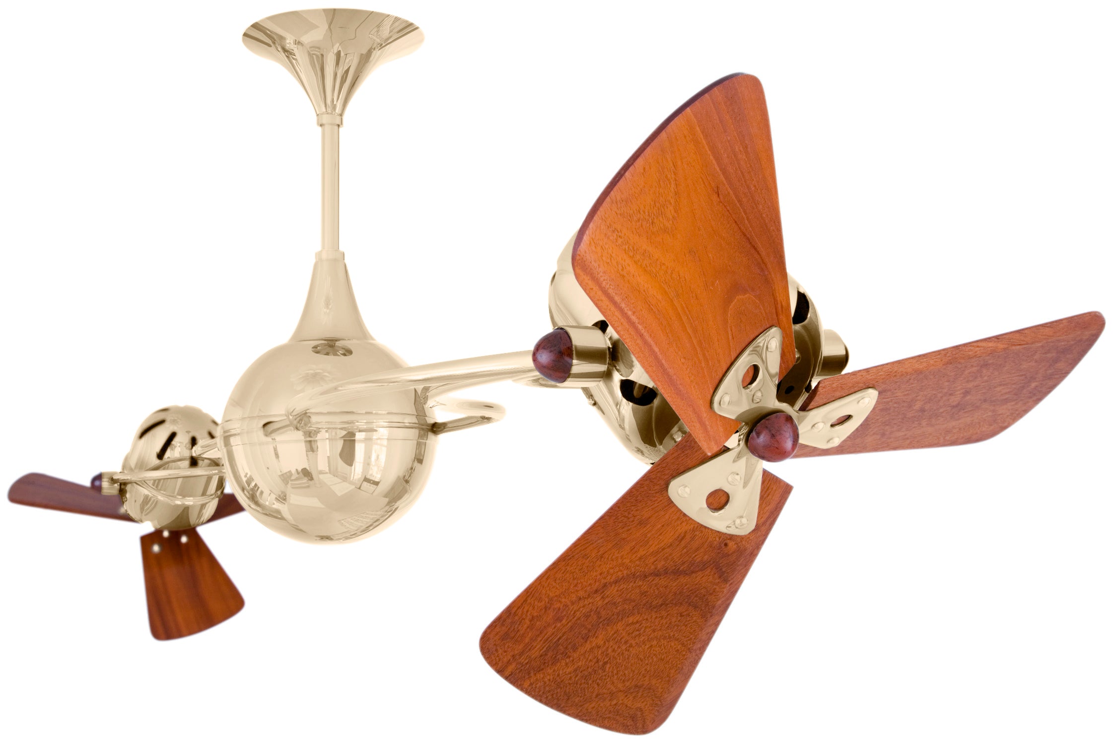 Matthews Fan Company Italo Ventania Rotational Fan Indoor Ceiling Fans Matthews Fan Company 62" Polished Brass Mahogany