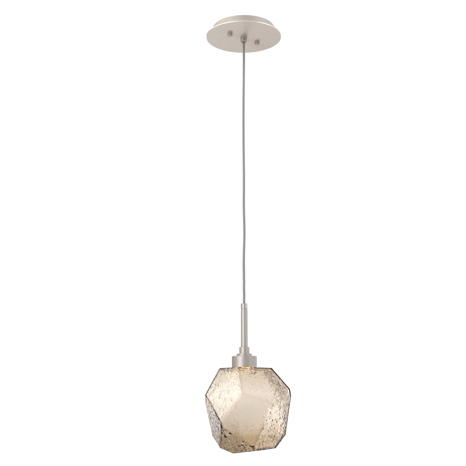 Hammerton Studio Gem Pendant - QUICK SHIP Mini-Pendants Hammerton Studio Beige Silver Bronze Blown Glass LED – 3000K