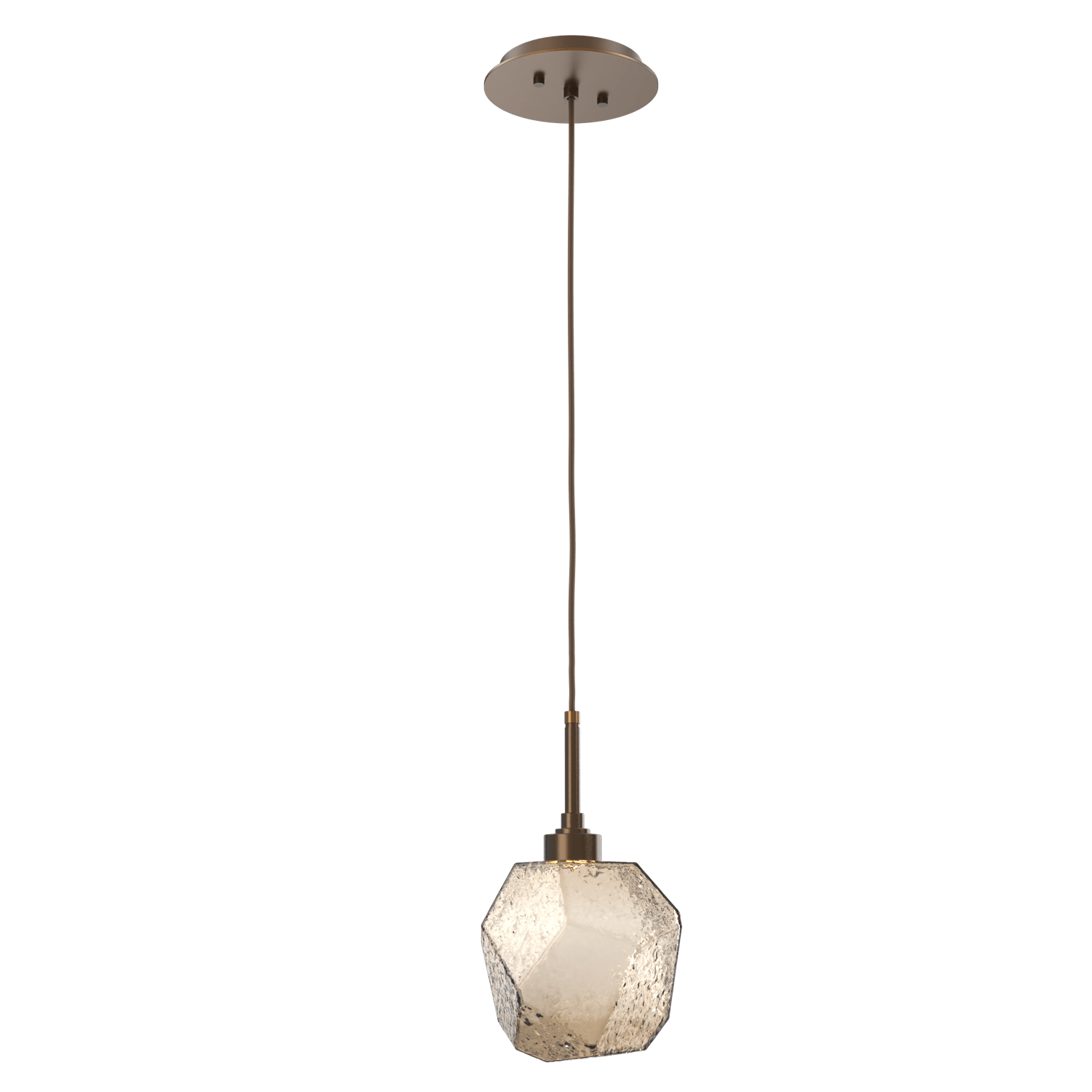 Hammerton Studio Gem Pendant - QUICK SHIP Mini-Pendants Hammerton Studio Flat Bronze Bronze Blown Glass LED – 3000K