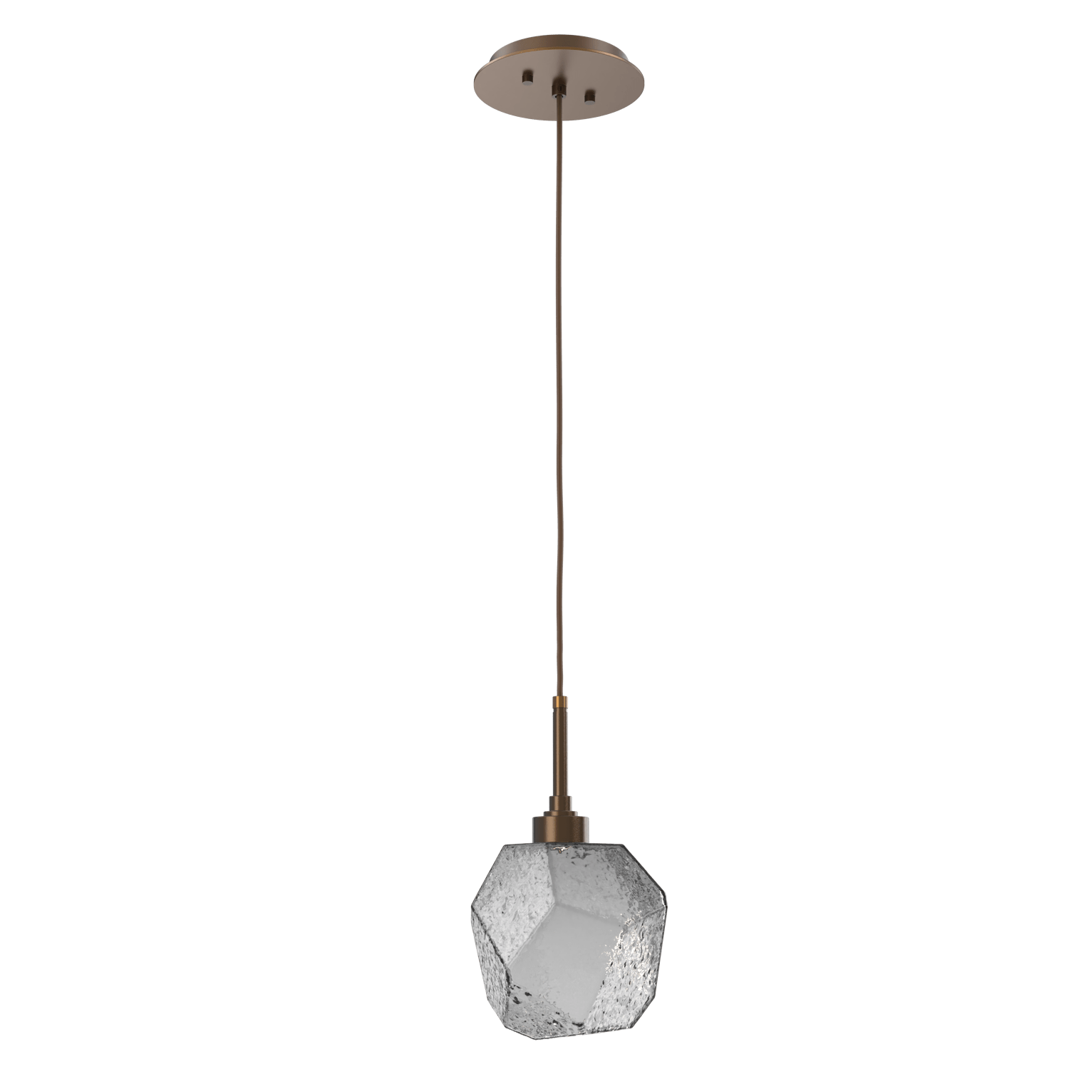 Hammerton Studio Gem Pendant - QUICK SHIP Mini-Pendants Hammerton Studio Flat Bronze Smoke Blown Glass LED – 3000K