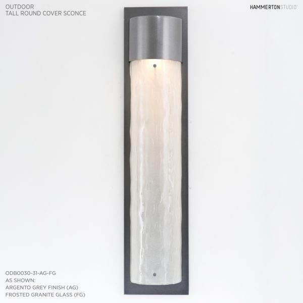 Hammerton Outdoor Tall Round Cover Sconce with Glass Outdoor Wall Lights Hammerton Studio   