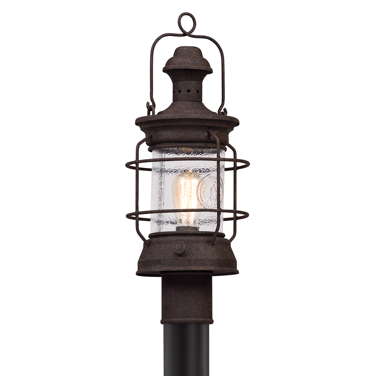 Troy Lighting ATKINS 1LT POST LANTERN MEDIUM P5055 Outdoor l Post/Pier Mounts Troy Lighting CENTENNIAL RUST  