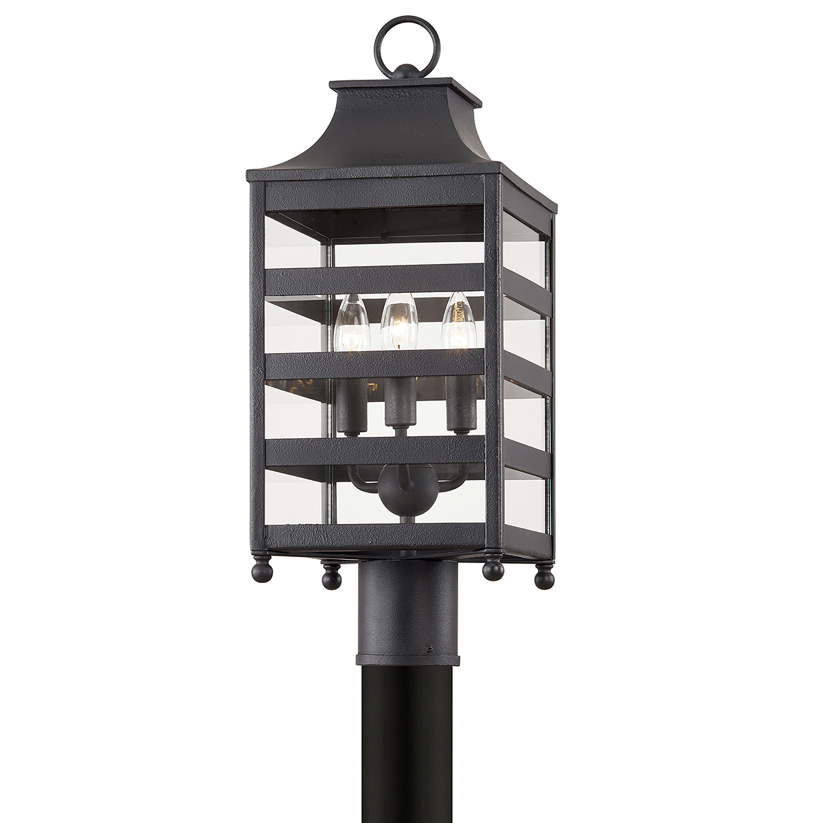 Troy Lighting HOLSTROM 3LT POST P7435 Pier & Post Mount Lights Troy Lighting FORGED IRON  