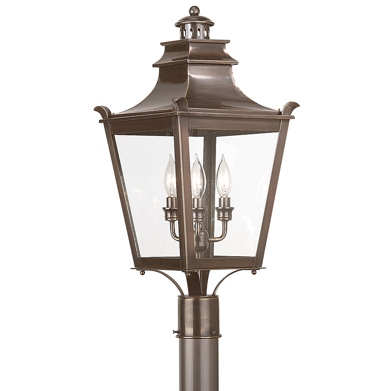 Troy Lighting DORCHESTER 3LT POST LANTERN MEDIUM P9496 Pier & Post Mount Lights Troy Lighting ENGLISH BRONZE  