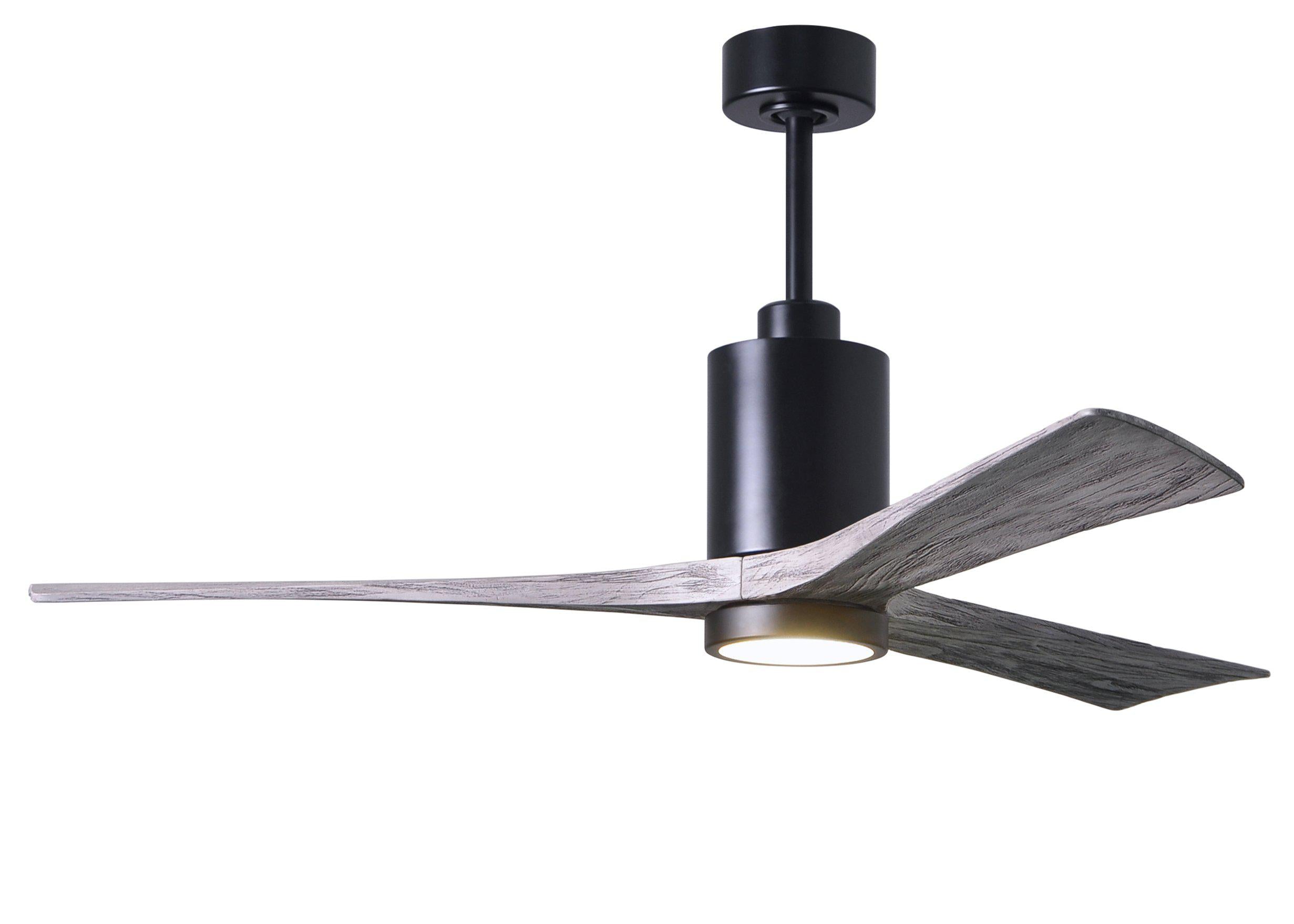 Matthews Fan Company Patricia-3 Three Blade with Light Kit PA3 Indoor Ceiling Fans Matthews Fan Company Matte Black Matte Black 52"