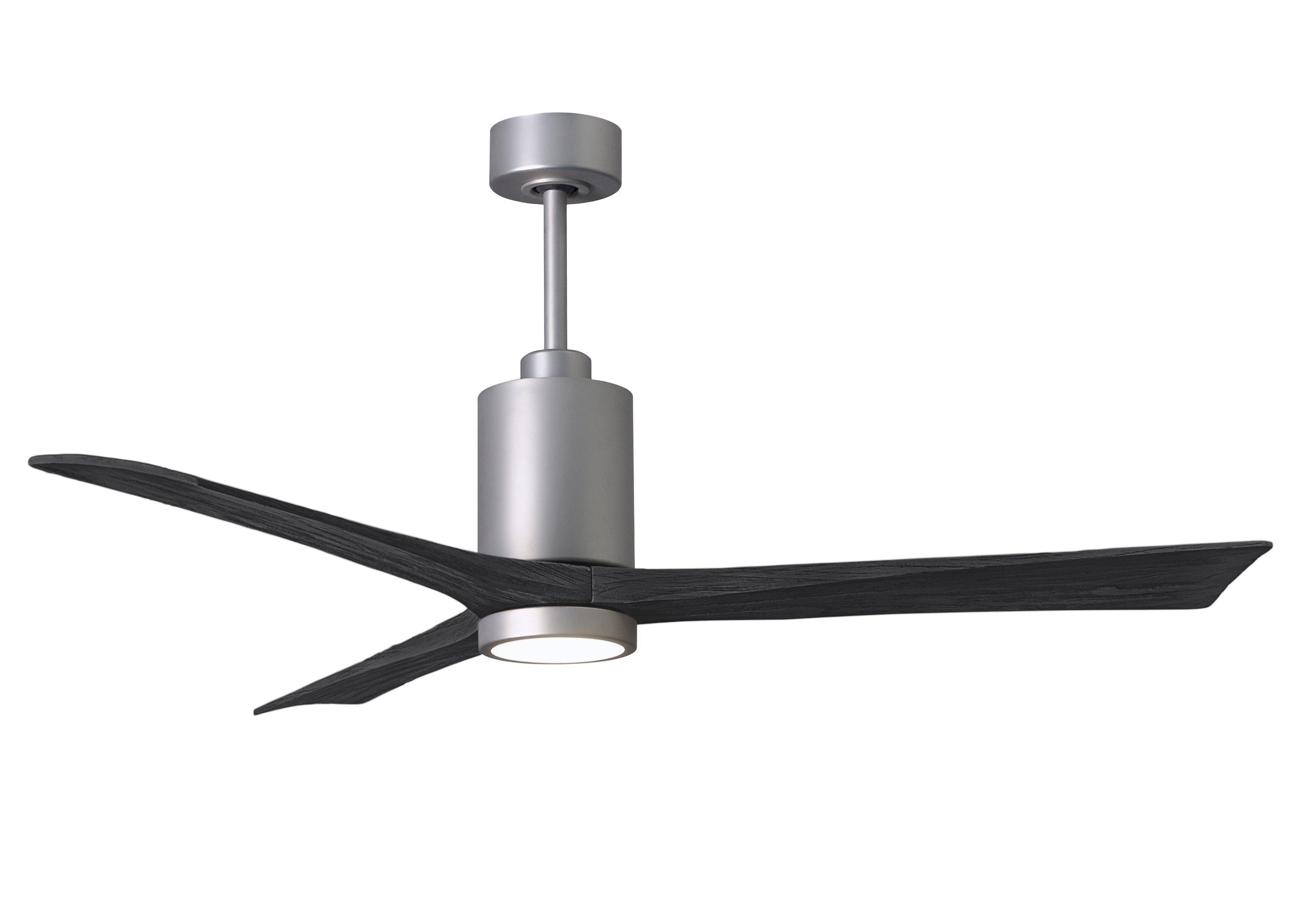 Matthews Fan Company Patricia-3 Three Blade with Light Kit PA3 Indoor Ceiling Fans Matthews Fan Company Matte Black Walnut Tone 52"