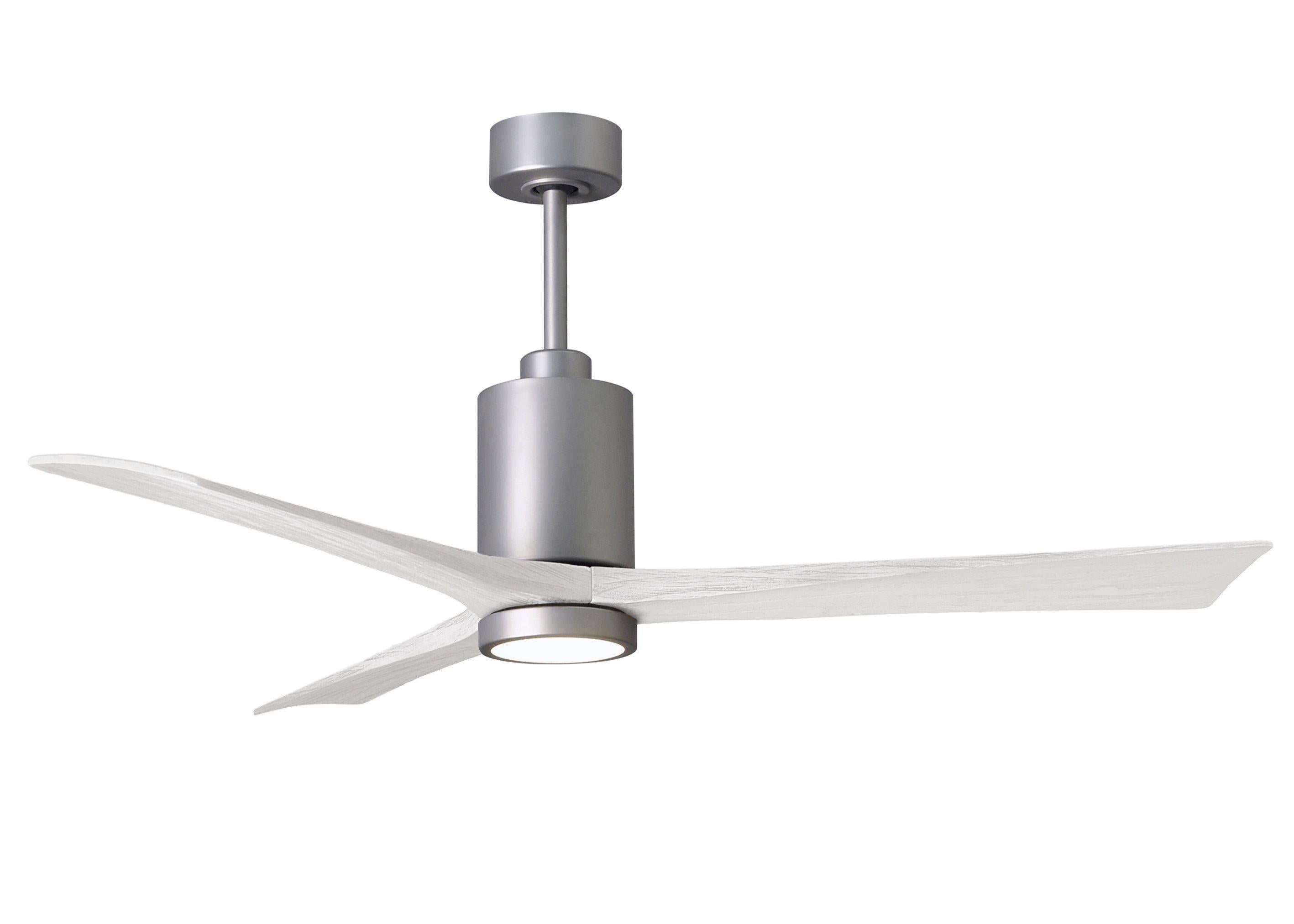 Matthews Fan Company Patricia-3 Three Blade with Light Kit PA3 Indoor Ceiling Fans Matthews Fan Company Brushed Nickel Barnwood Tone 52"