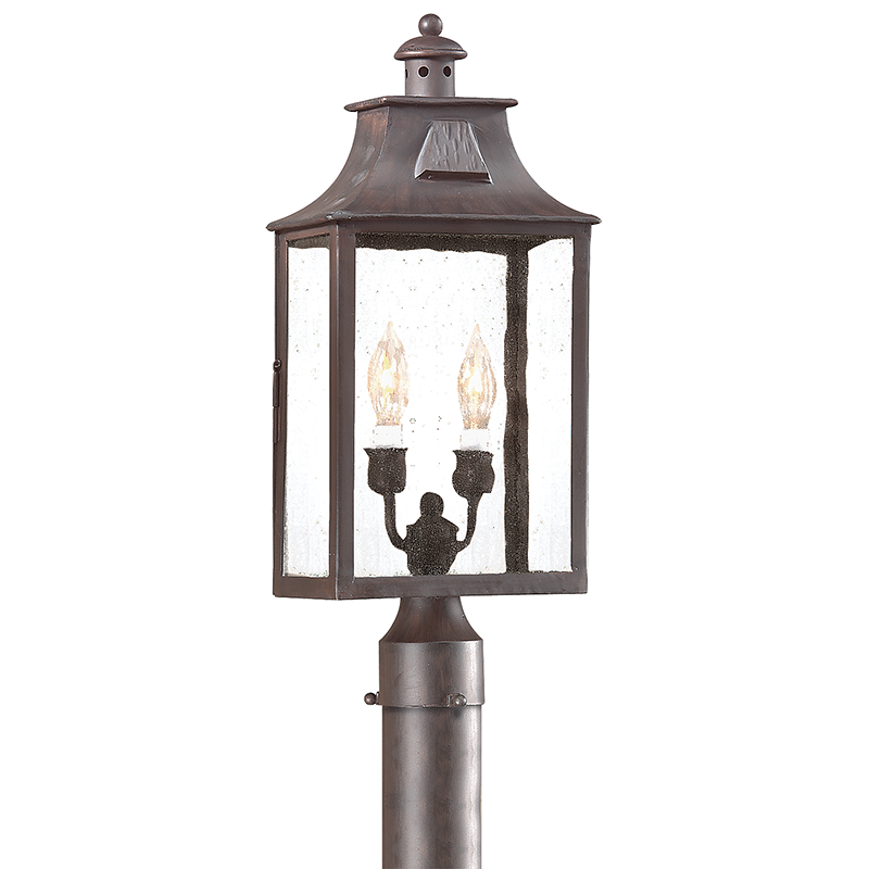 Troy Lighting NEWTON 2LT POST LANTERN MEDIUM PCD9003 Pier & Post Mount Lights Troy Lighting OLD BRONZE  