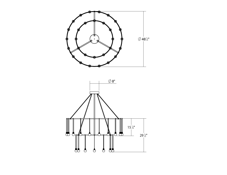 Sonneman 32"/48" Double Ring with Crystal Oval Luminaires