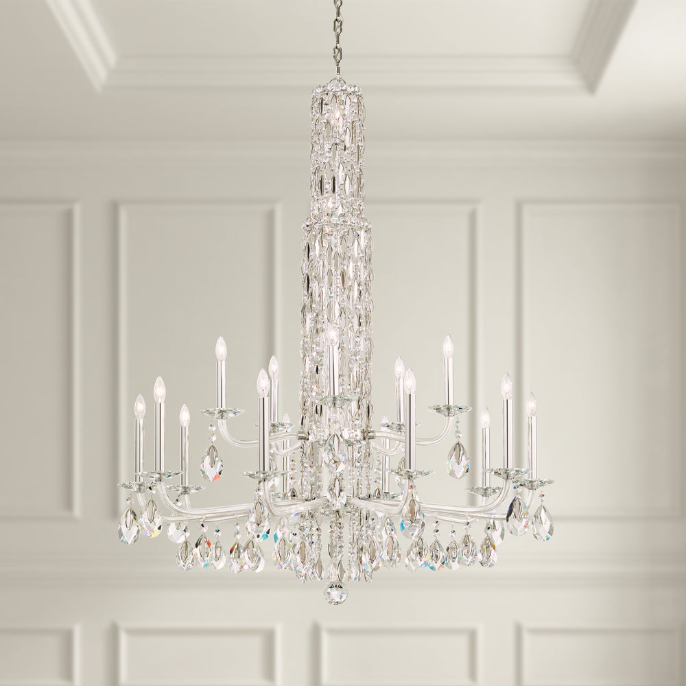 Swarovski Sarella 15 Light Chandelier in Stainless Steel with Swarovski Crystal RS84151N-401S Chandeliers Schonbek 1870   