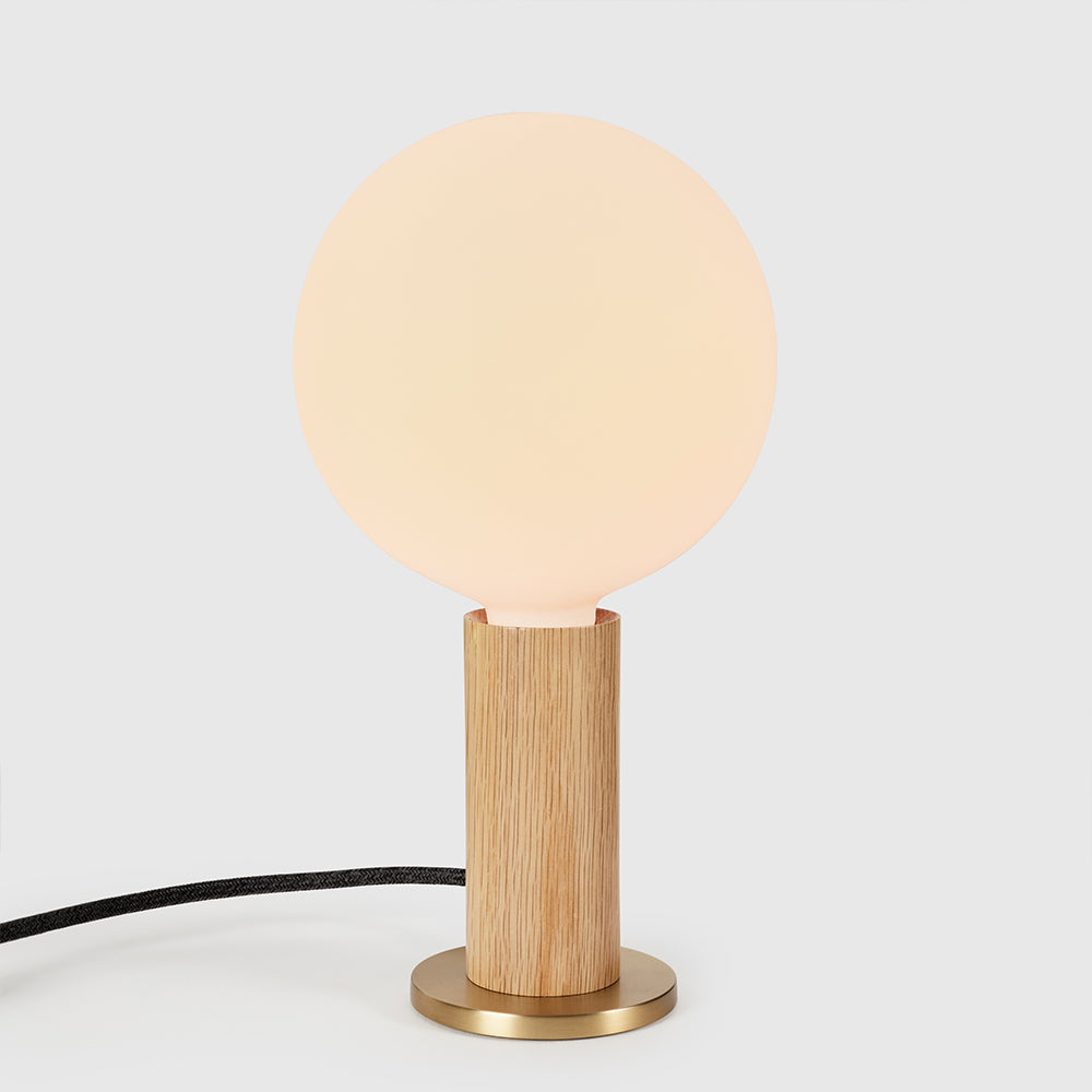 Tala Knuckle Table Lamp with Sphere IV Bulb Table Lamps Tala Oak, Brass & Glass  