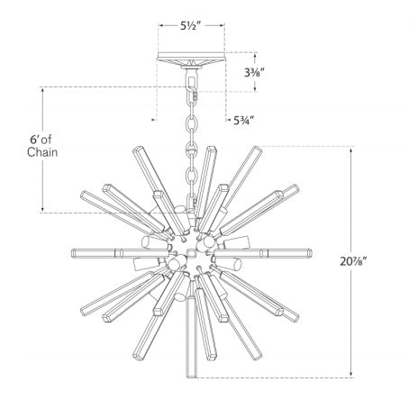 Visual Comfort Lawrence Small Sputnik Chandelier Chandeliers Visual Comfort & Co.   