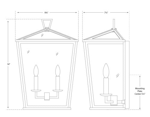 Visual Comfort Darlana Small 3/4 Lantern Outdoor Flush Mounts Visual Comfort & Co.   