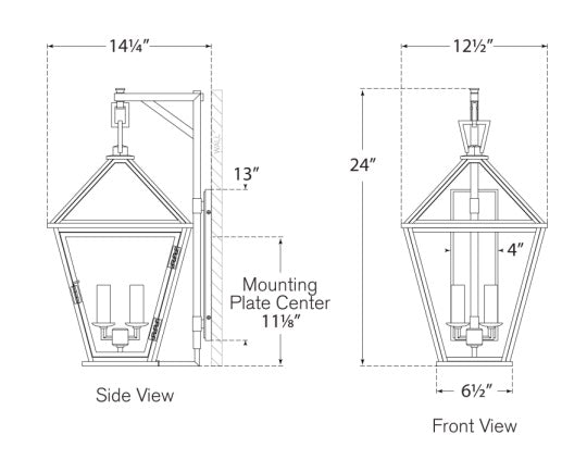 Visual Comfort Classic Darlana Medium Bracketed Wall Lantern Outdoor Wall Lights Visual Comfort & Co.   