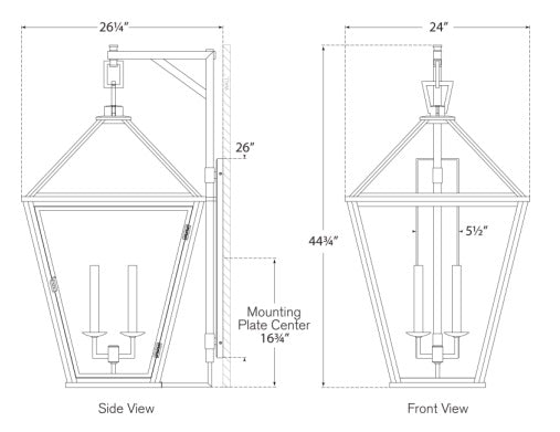 Visual Comfort Classic Darlana Grande Bracketed Wall Lantern