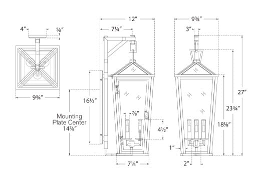 Visual Comfort Darlana Medium Tall Bracketed Wall Lantern Outdoor Flush Mounts Visual Comfort & Co.   