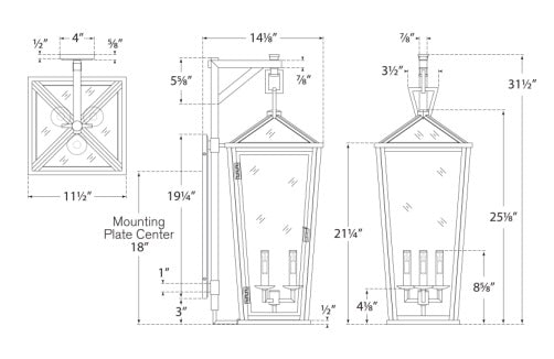 Visual Comfort Darlana Large Tall Bracketed Wall Lantern Outdoor Flush Mounts Visual Comfort & Co.   