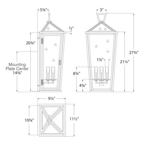 Visual Comfort Darlana Large Tall 3/4 Wall Lantern Outdoor Flush Mounts Visual Comfort & Co.   