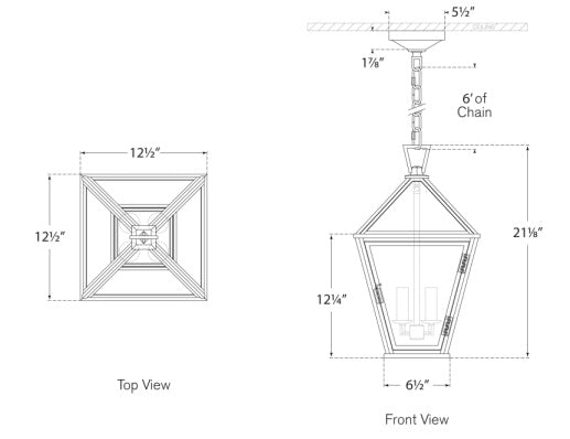 Visual Comfort Classic Darlana Medium Hanging Lantern