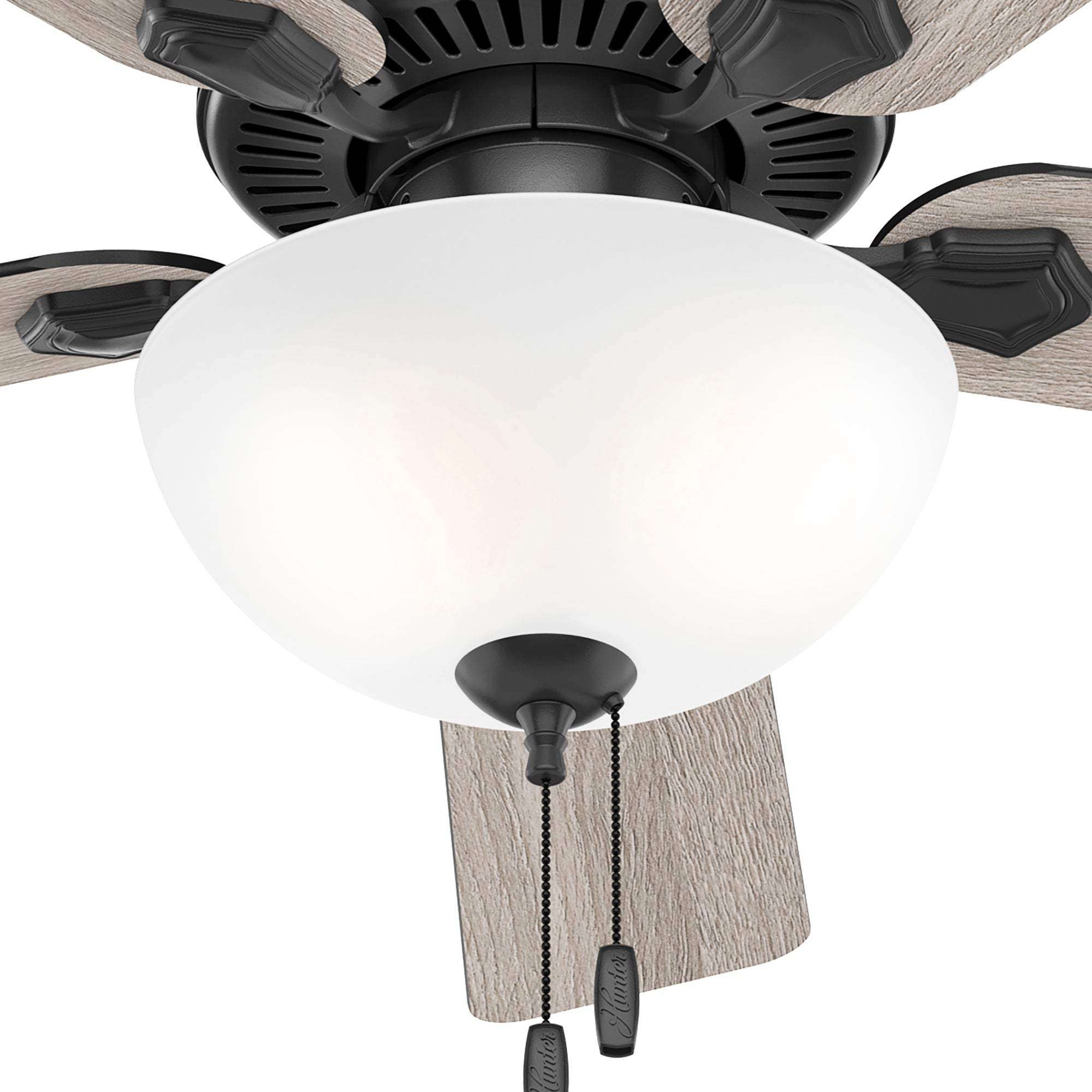 Hunter 52 inch Swanson Ceiling Fan with LED Light Kit and Pull Chain Indoor Ceiling Fans Hunter Matte Black Matte Black / Light Gray Oak Painted Cased White