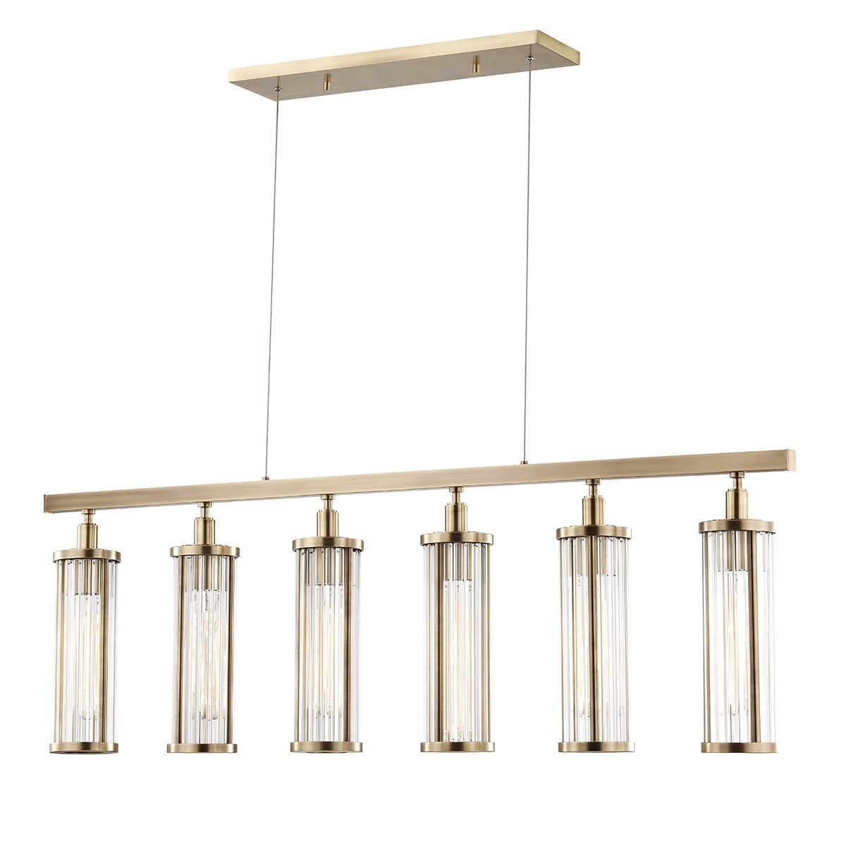 MARLEY - 6 LIGHT ISLAND LIGHT Linear Suspension Light Hudson Valley Lighting Aged Brass  