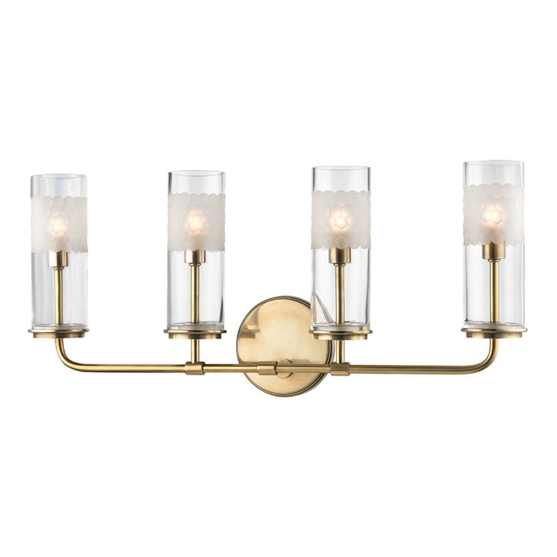 Wentworth - 4 LIGHT WALL SCONCE Wall Light Fixtures Hudson Valley Lighting Aged Brass  