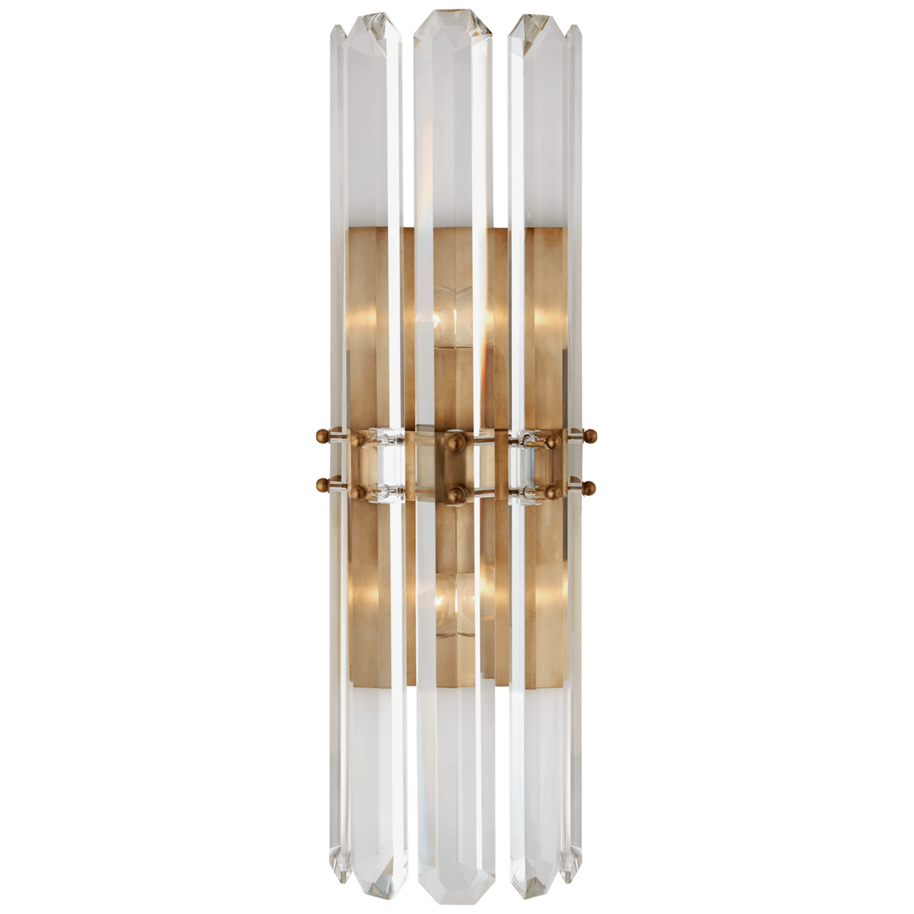 Visual Comfort Bonnington Tall Sconce Wall Sconces Visual Comfort & Co. Hand-Rubbed Antique Brass Crystal 