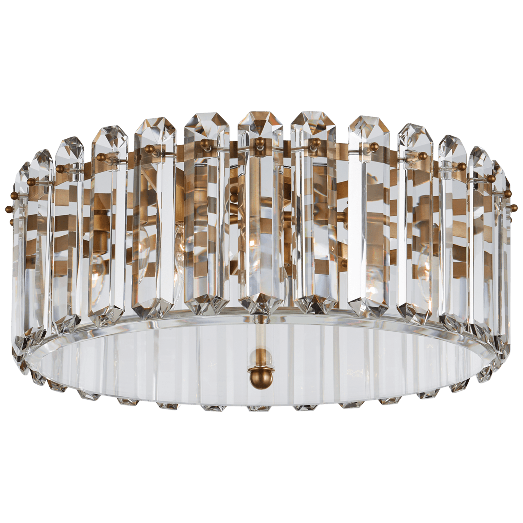 Visual Comfort Bonnington Large Flush Mount Flush Mount Ceiling Light Visual Comfort Hand-Rubbed Antique Brass Crystal 