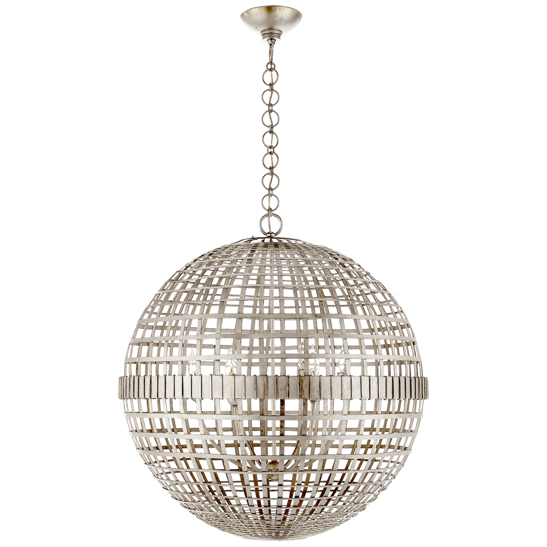 Visual Comfort Mill Large Globe Lantern Pendants Visual Comfort & Co. Burnished Silver Leaf No Option 