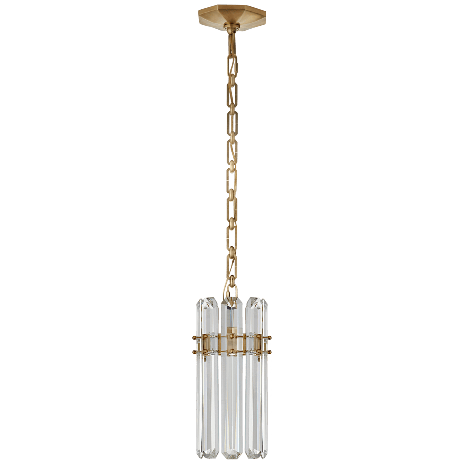 Visual Comfort Bonnington Small Pendant Pendants Visual Comfort & Co. Hand-Rubbed Antique Brass Crystal 