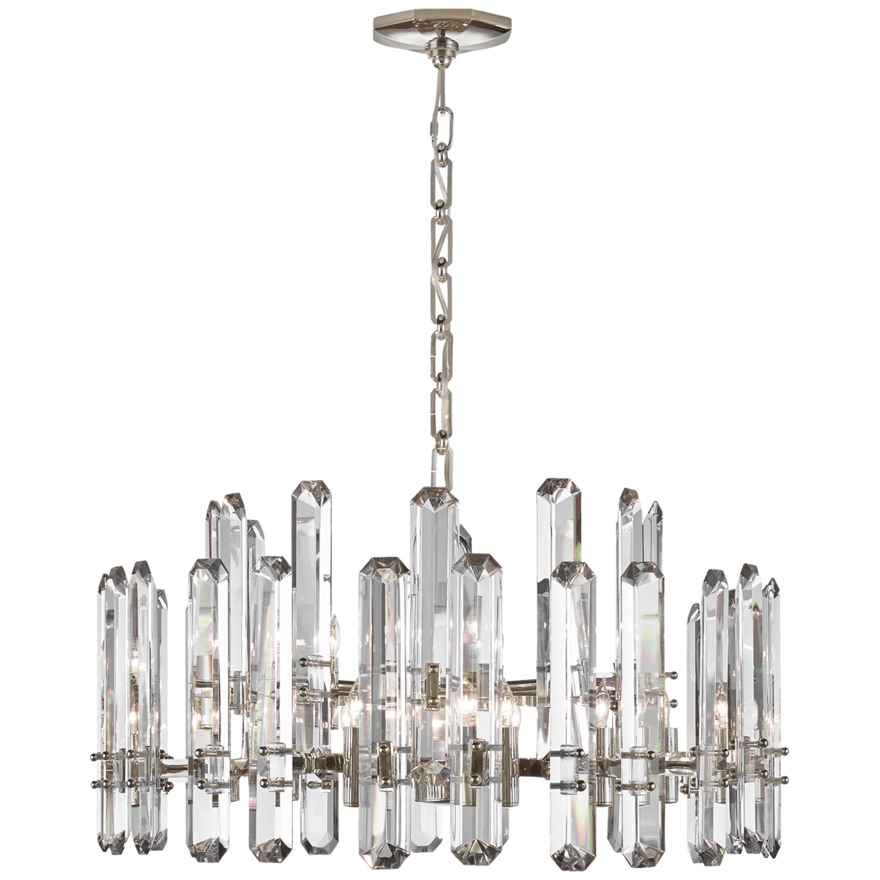 Visual Comfort Bonnington Large Chandelier Chandeliers Visual Comfort Polished Nickel Crystal 