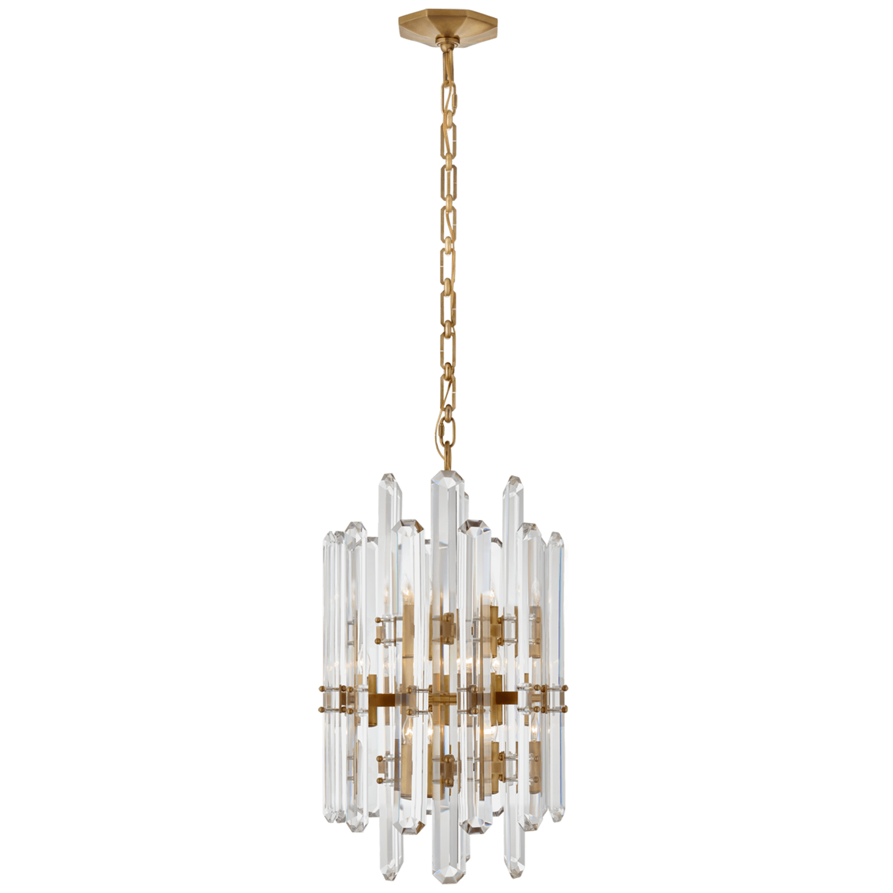 Visual Comfort Bonnington Tall Chandelier Chandeliers Visual Comfort Hand-Rubbed Antique Brass Crystal 