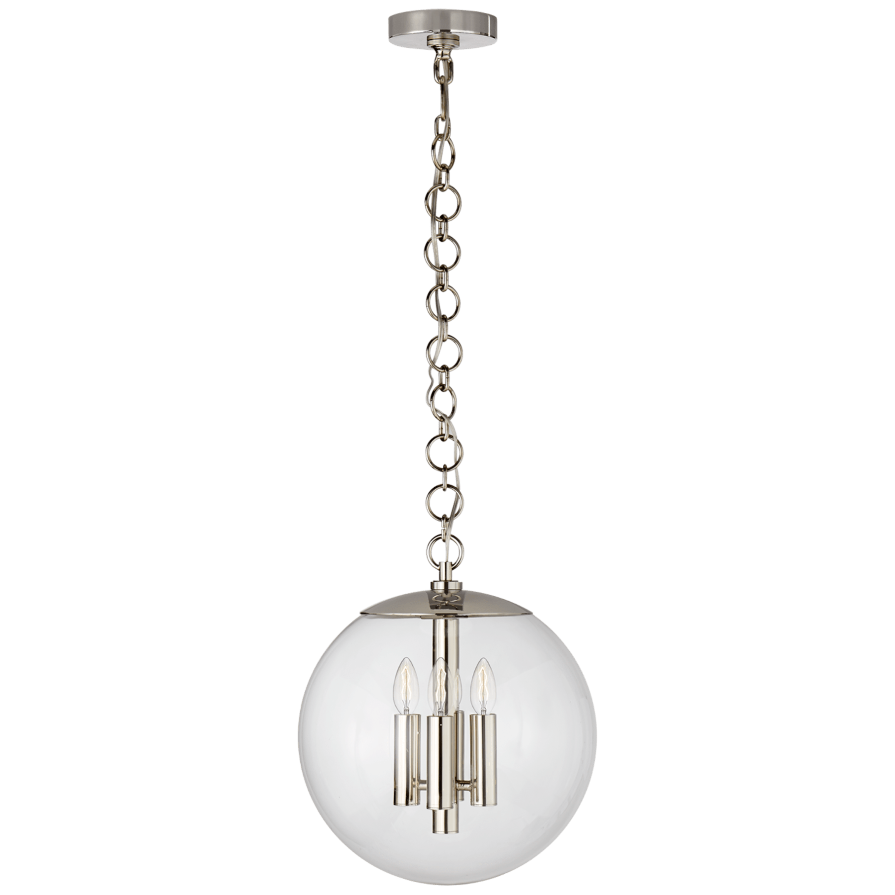 Visual Comfort Turenne Medium Globe Pendant Pendants Visual Comfort & Co. Polished Nickel Clear Glass 