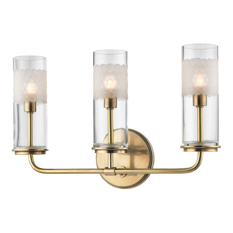 Wentworth - 3 LIGHT WALL SCONCE Wall Light Fixtures Hudson Valley Lighting Aged Brass  