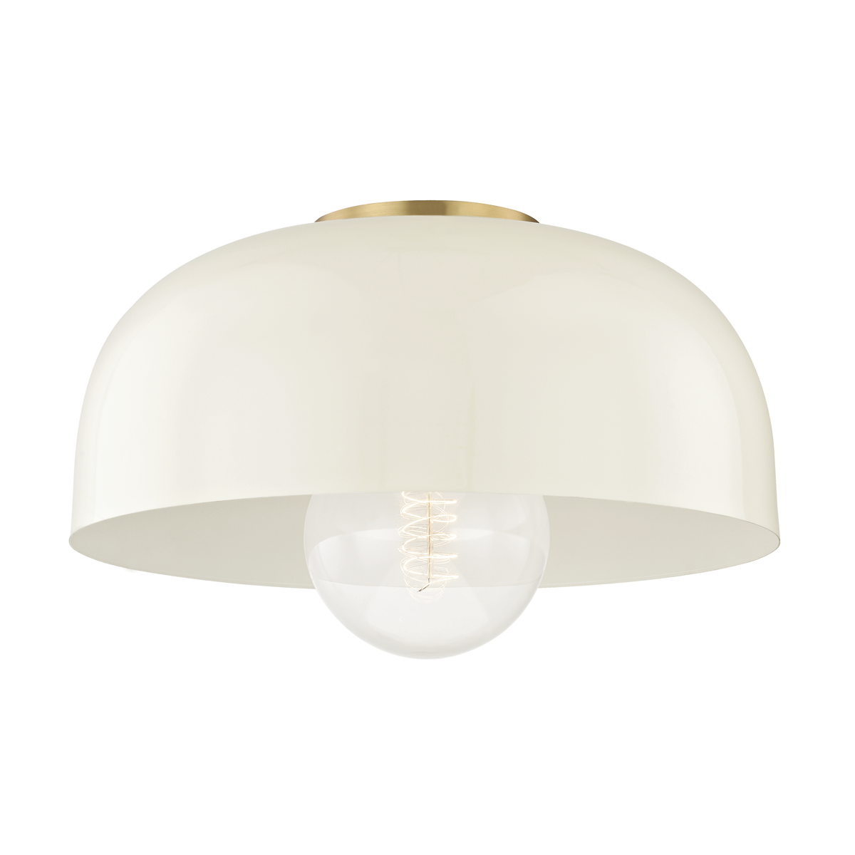 Hudson Valley Lighting Avery 1 Light Large Semi-Flush Mount H199501L Ceiling Flush Mounts Mitzi Aged Brass/Cream  