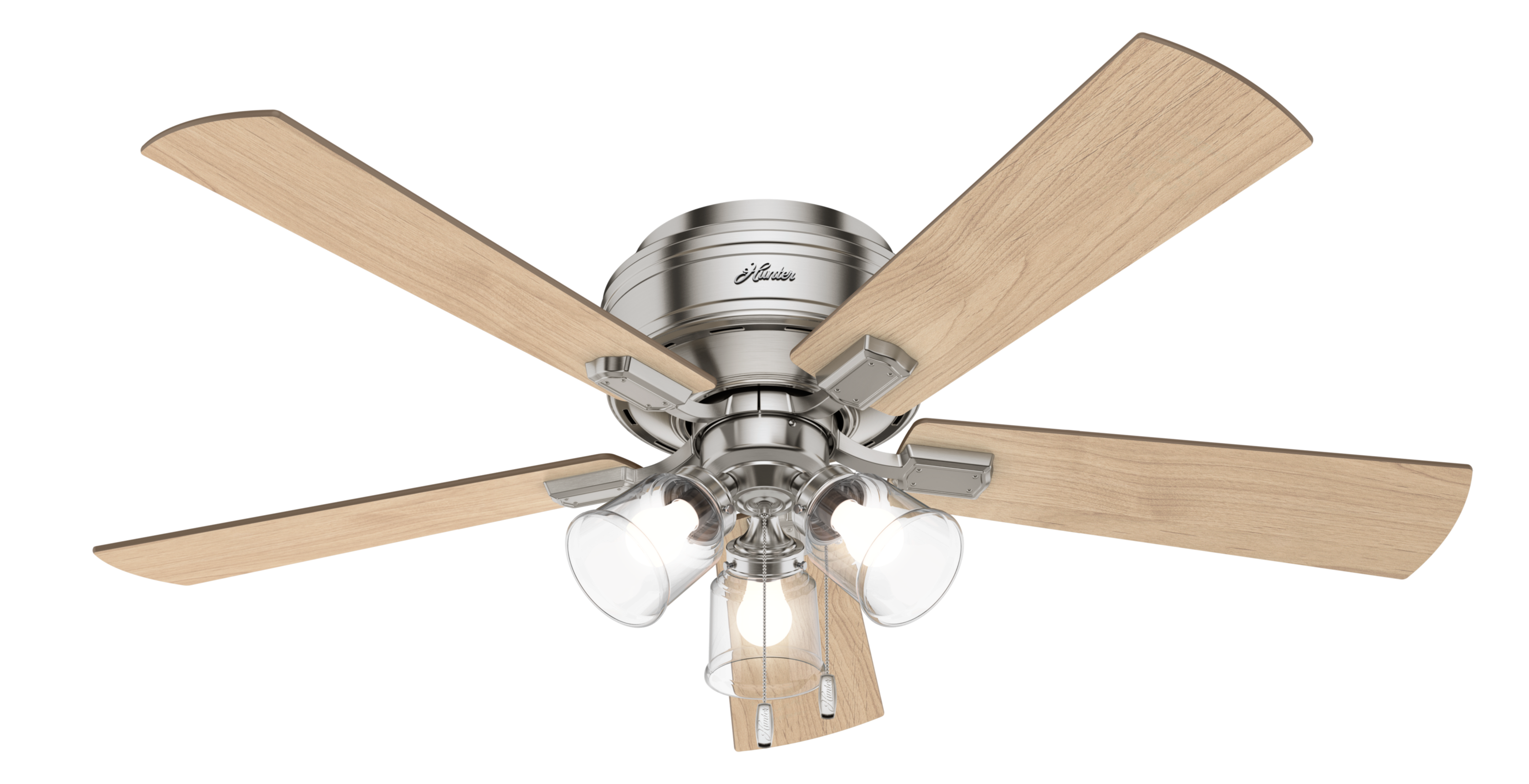 Hunter 52 inch Crestfield Low Profile Ceiling Fan with LED Light Kit and Pull Chain Indoor Ceiling Fans Hunter   