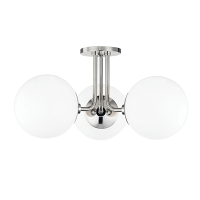 Hudson Valley Lighting Stella 3 Light Semi-Flush Mount H105603 Ceiling Flush Mounts Mitzi Polished Nickel  