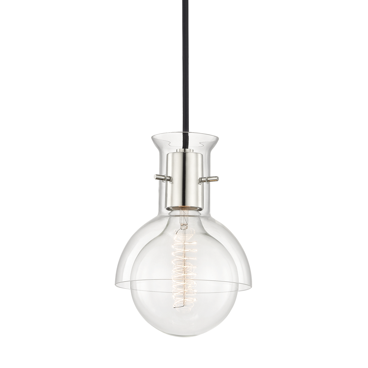 Hudson Valley Lighting Riley 1 Light Pendant With Glass H111701G Pendants Mitzi Polished Nickel  