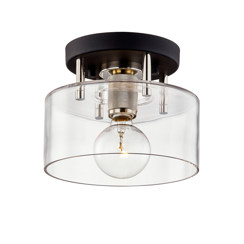 Troy BERGAMOT STATION 1LT SEMI-FLUSH C7550 Flush Mount Ceiling Light Troy Lighting Black  