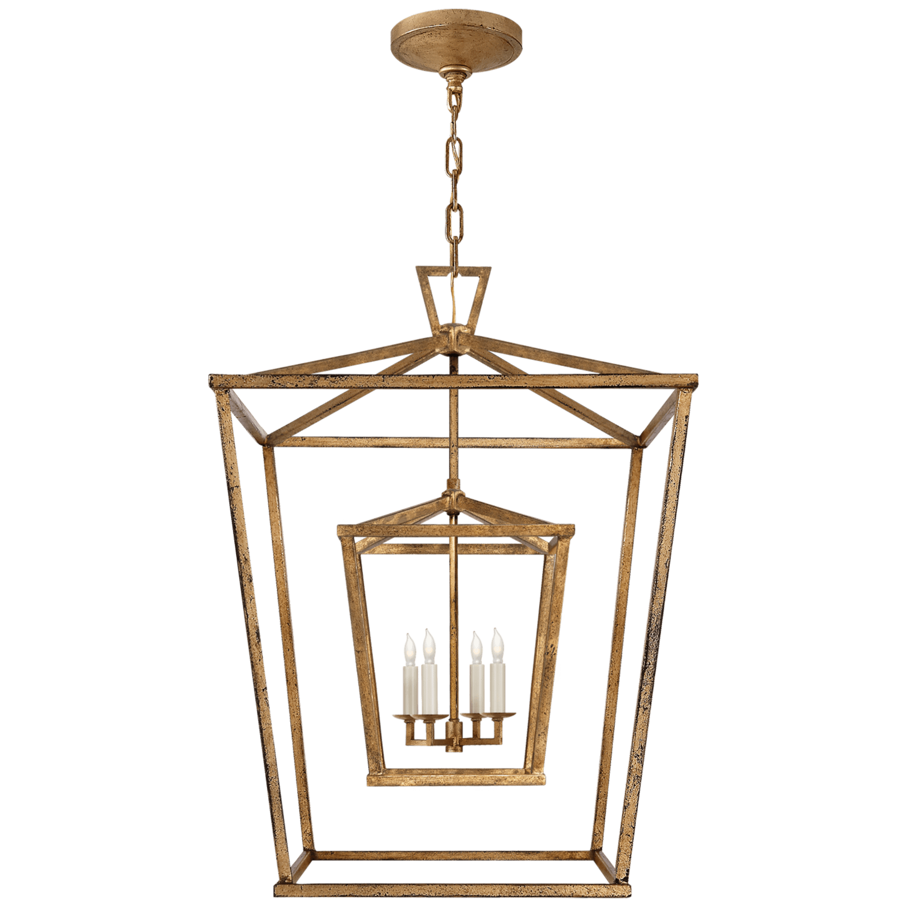 Visual Comfort Darlana Large Double Cage Lantern Pendants Visual Comfort & Co. Gilded Iron No Option 