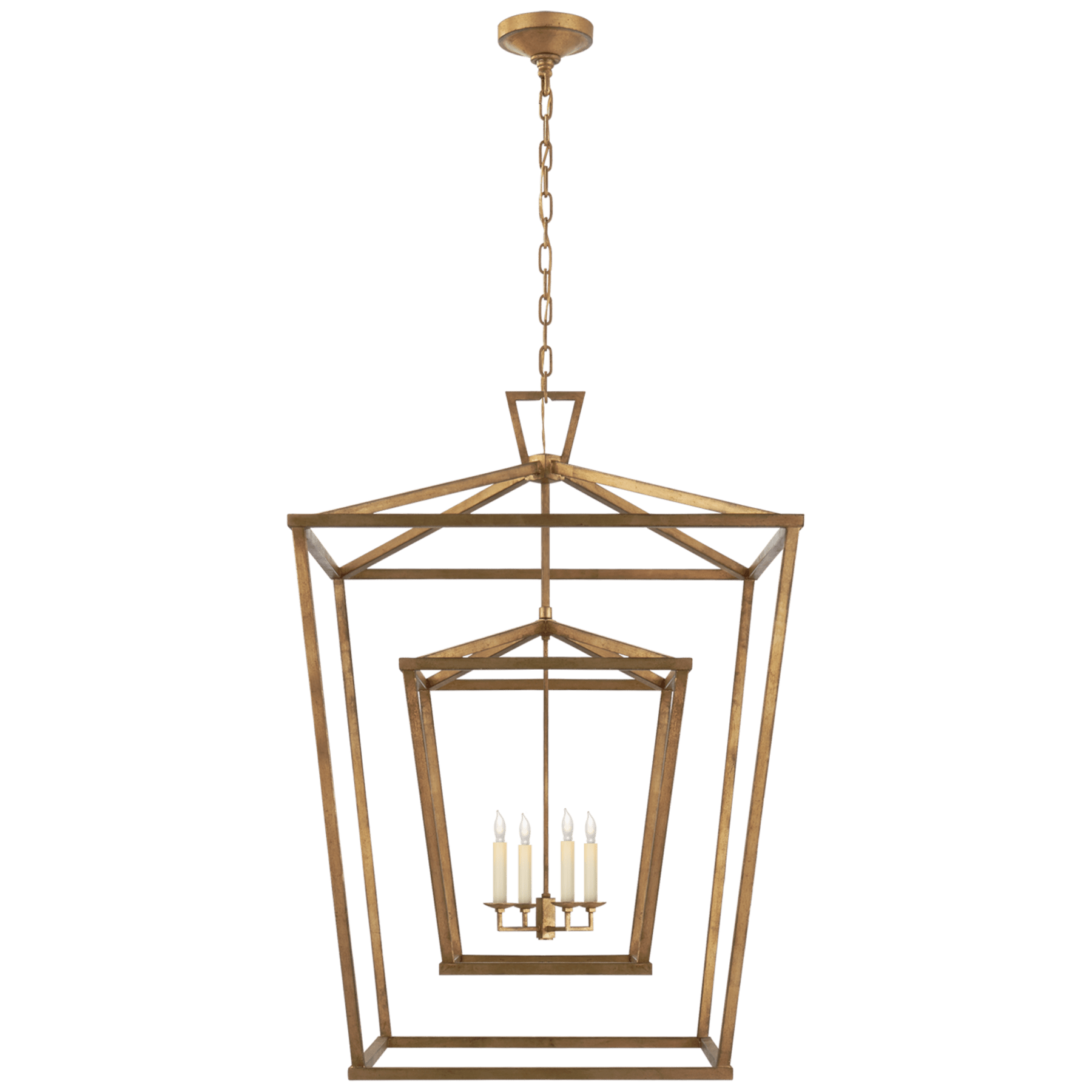 Visual Comfort Darlana Extra Large Double Cage Lantern Pendants Visual Comfort & Co. Gilded Iron No Option 