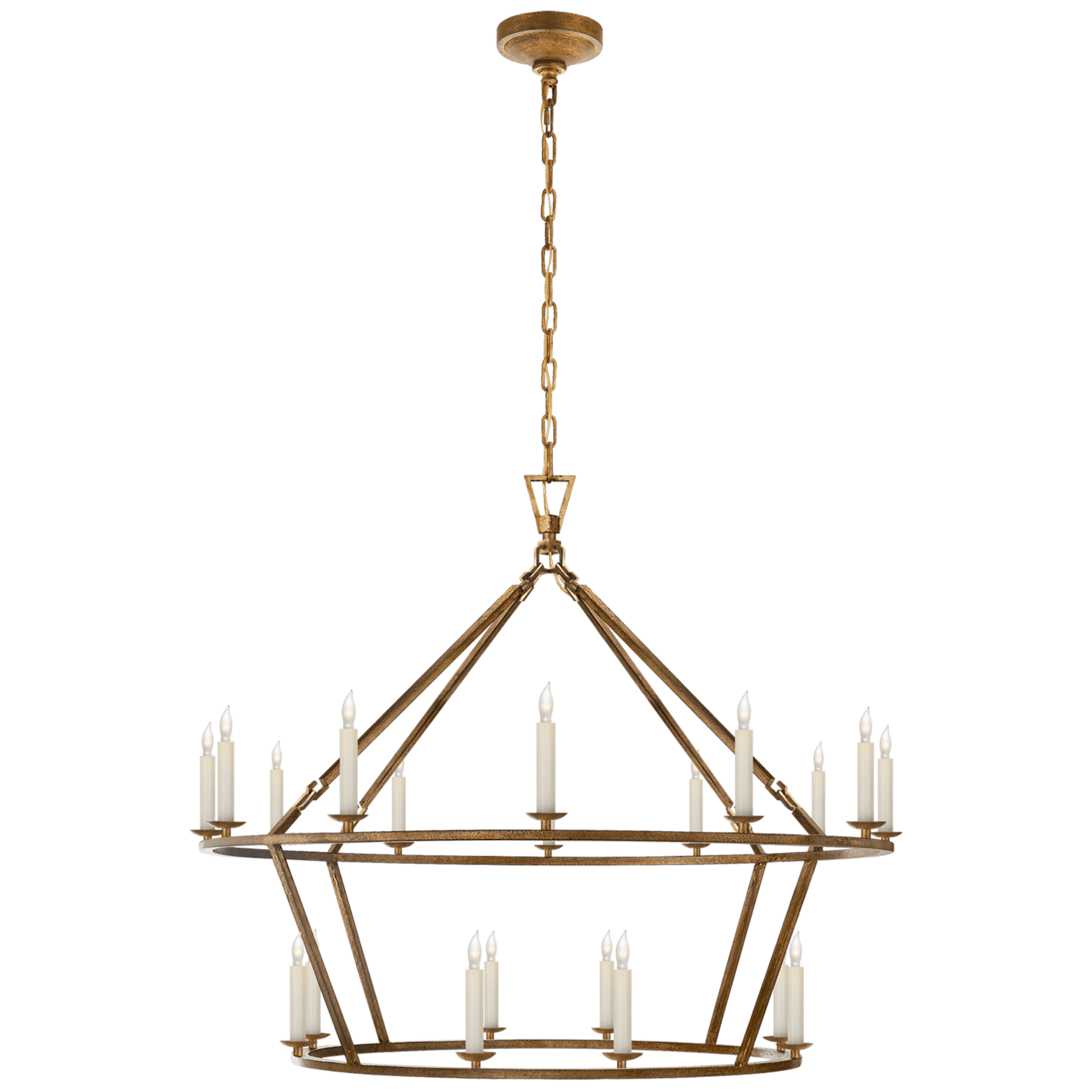 Visual Comfort Darlana Large Two-Tiered Ring Chandelier Chandeliers Visual Comfort & Co. Gilded Iron No Option 