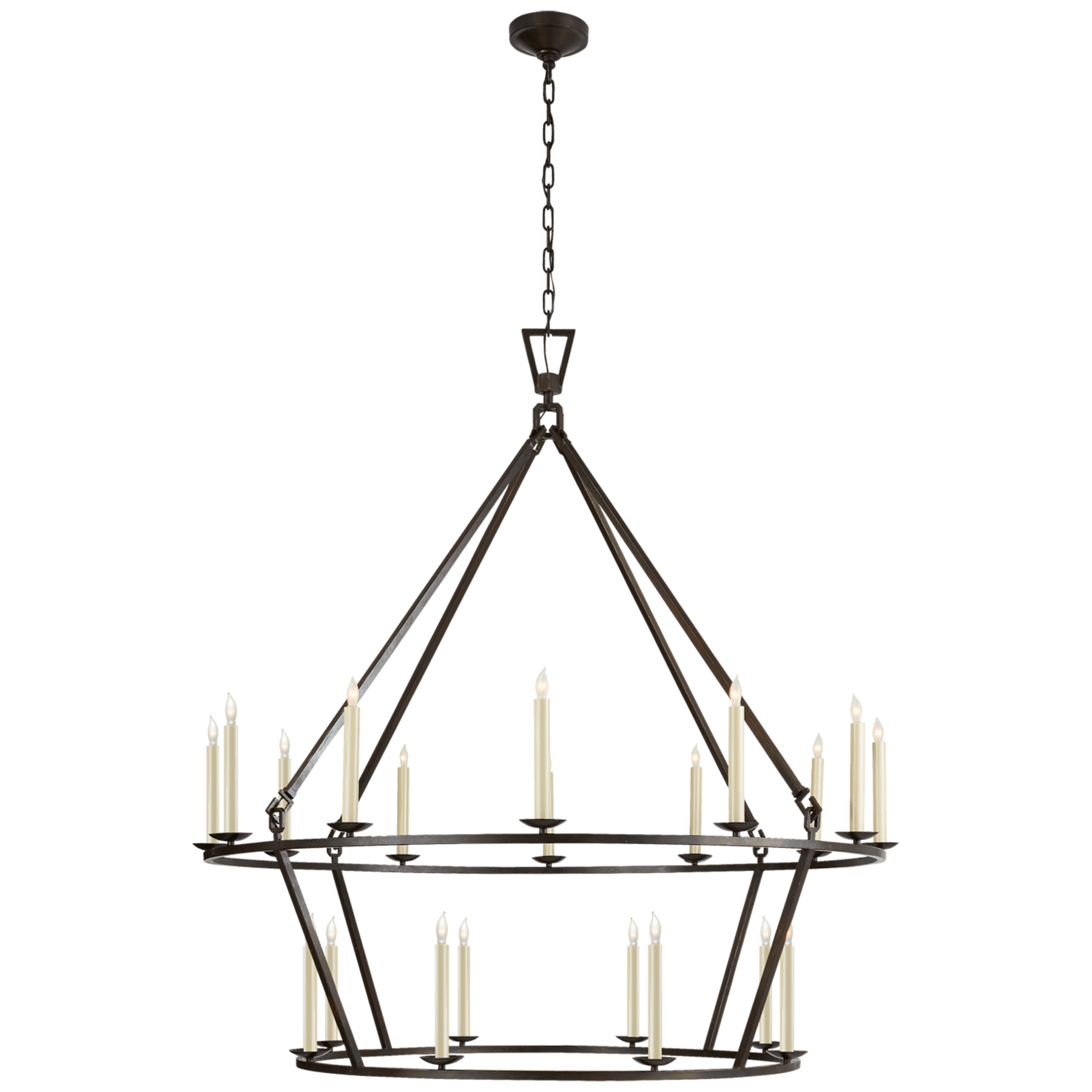 Visual Comfort Darlana Extra Large Two-Tier Chandelier Chandeliers Visual Comfort & Co. Aged Iron No Option 